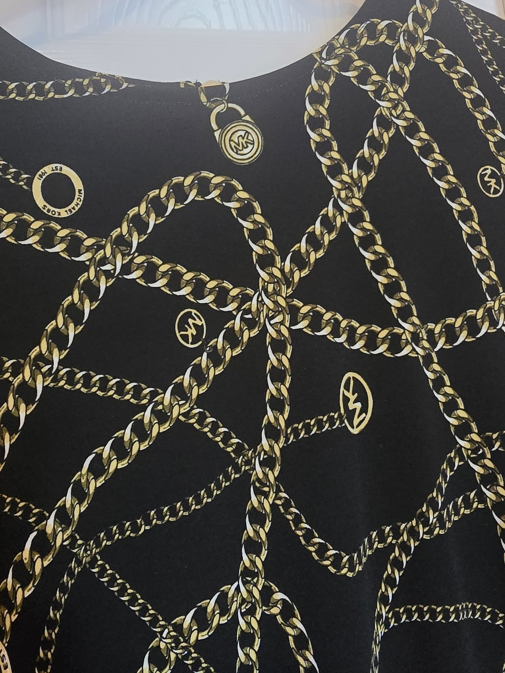 Michael Kors Black Long-Sleeve Dress with Gold Chain Print - Picture 4 of 5